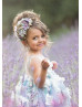 Lavender Flower Girl Dress With Draped Pearls